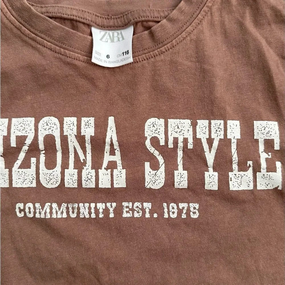 ZARA Kids | Brown | WASHED TEXT T-SHIRT